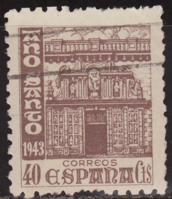 España 1943 968 Sello Año Santo Compostelano Puerta Santa 40c Timbre Espagne Spain Spagna Espana Espanha Spanje Spanien Spanie Stamps Briefmarke Francobolli Timbre Postal Postzegel Selo Postal